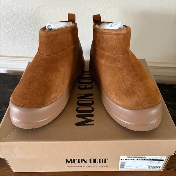 Moon Boots Luna Low Suede Boots Cognac- NIB- SZ 7.5 / 10 - Picture 2 of 5